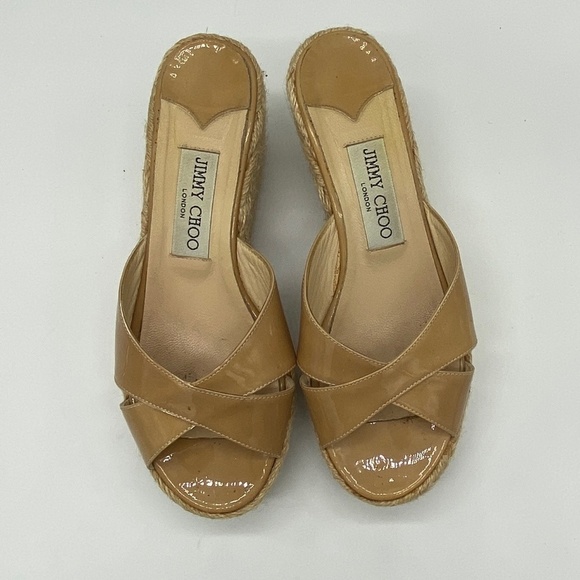 Jimmy Choo Nude Patent leather Paisley Wedge - 37/7 - Picture 5 of 8